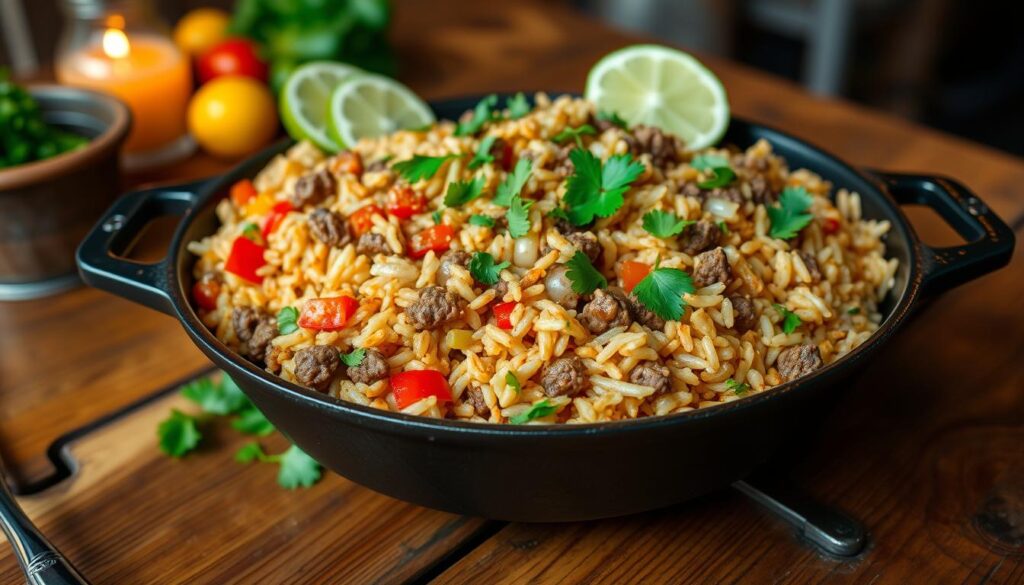 Mexican Beef and Rice Skillet recipe